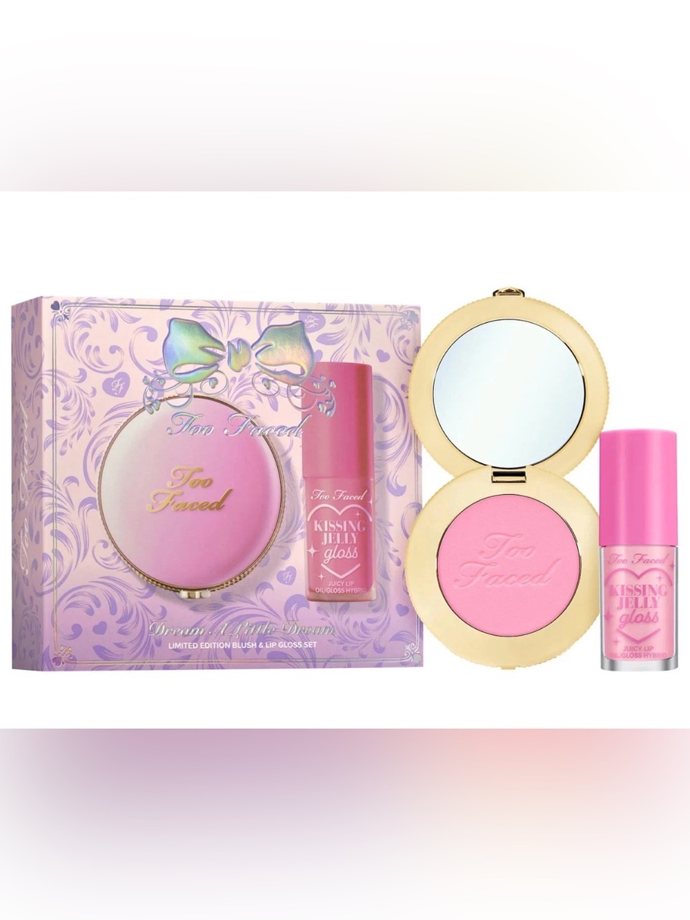 Too Faced Pink Blush & Pink Kissing Jelly Gloss Duo